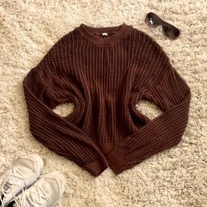 Cropped brown knit sweater